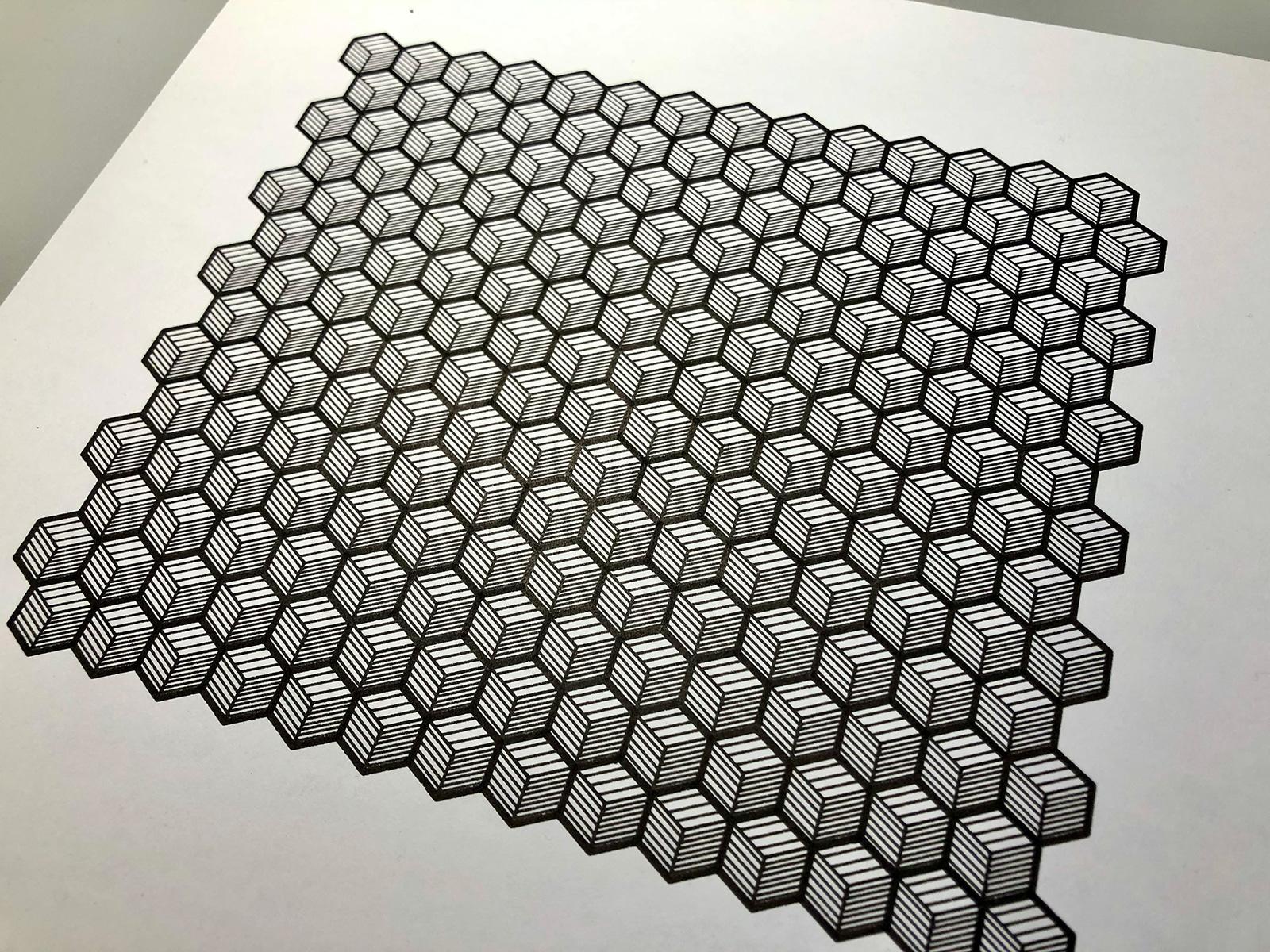 The same pattern as before but with simplified hatching, without the spacing between the grid items